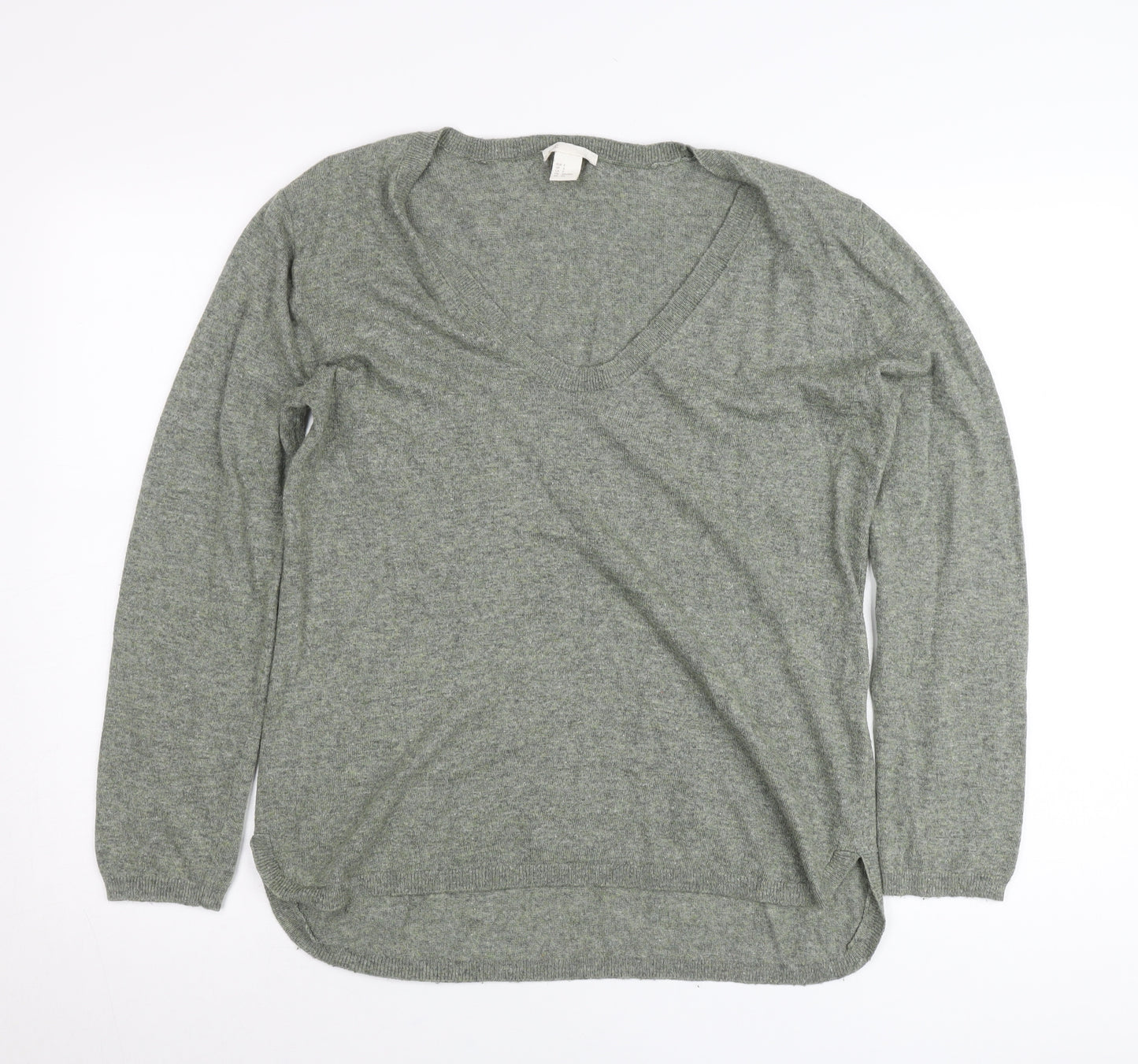 H&M Women’s Grey V-Neck Pullover Jumper Size 8 Regular Fit