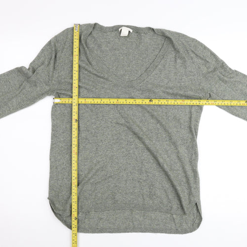 H&M Women’s Grey V-Neck Pullover Jumper Size 8 Regular Fit
