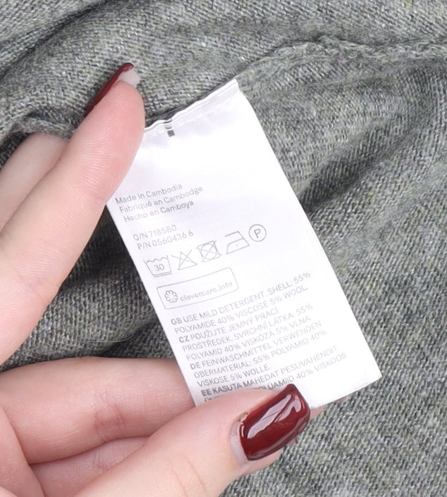H&M Women’s Grey V-Neck Pullover Jumper Size 8 Regular Fit