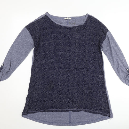 White Stuff Womens Blue Polka Dot Tunic Jumper Size Regular 3/4 Sleeve