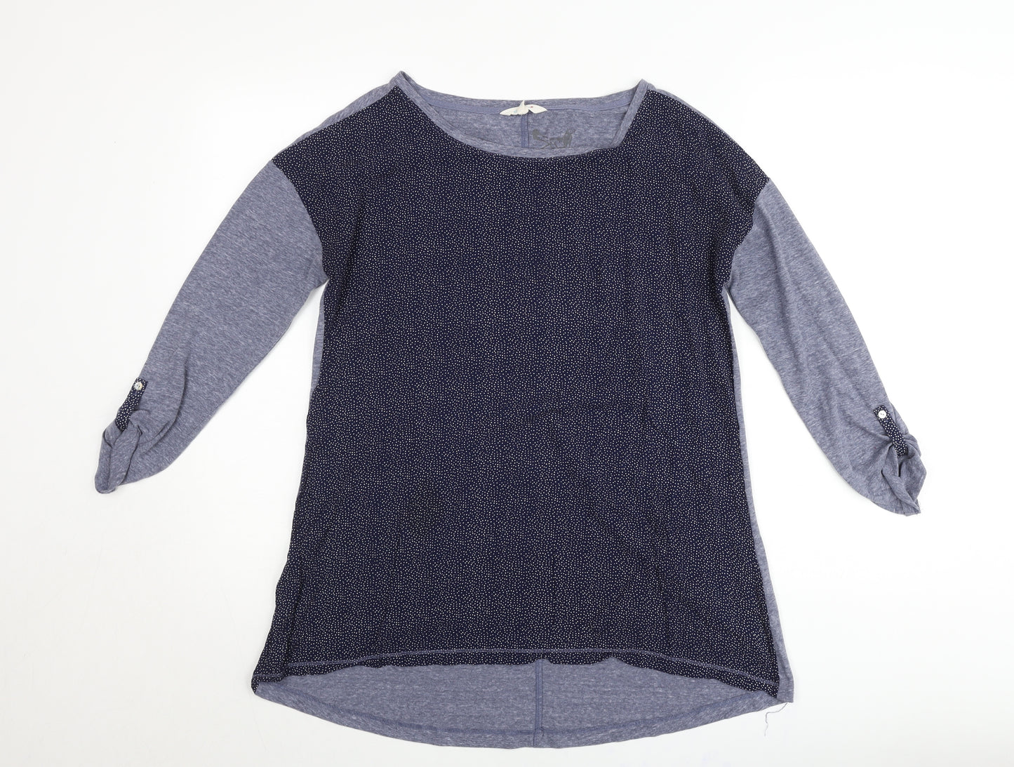 White Stuff Womens Blue Polka Dot Tunic Jumper Size Regular 3/4 Sleeve