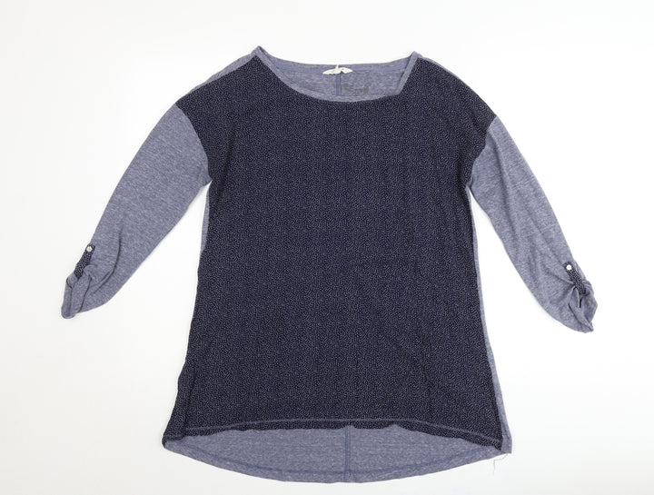 White Stuff Womens Blue Polka Dot Tunic Jumper Size Regular 3/4 Sleeve