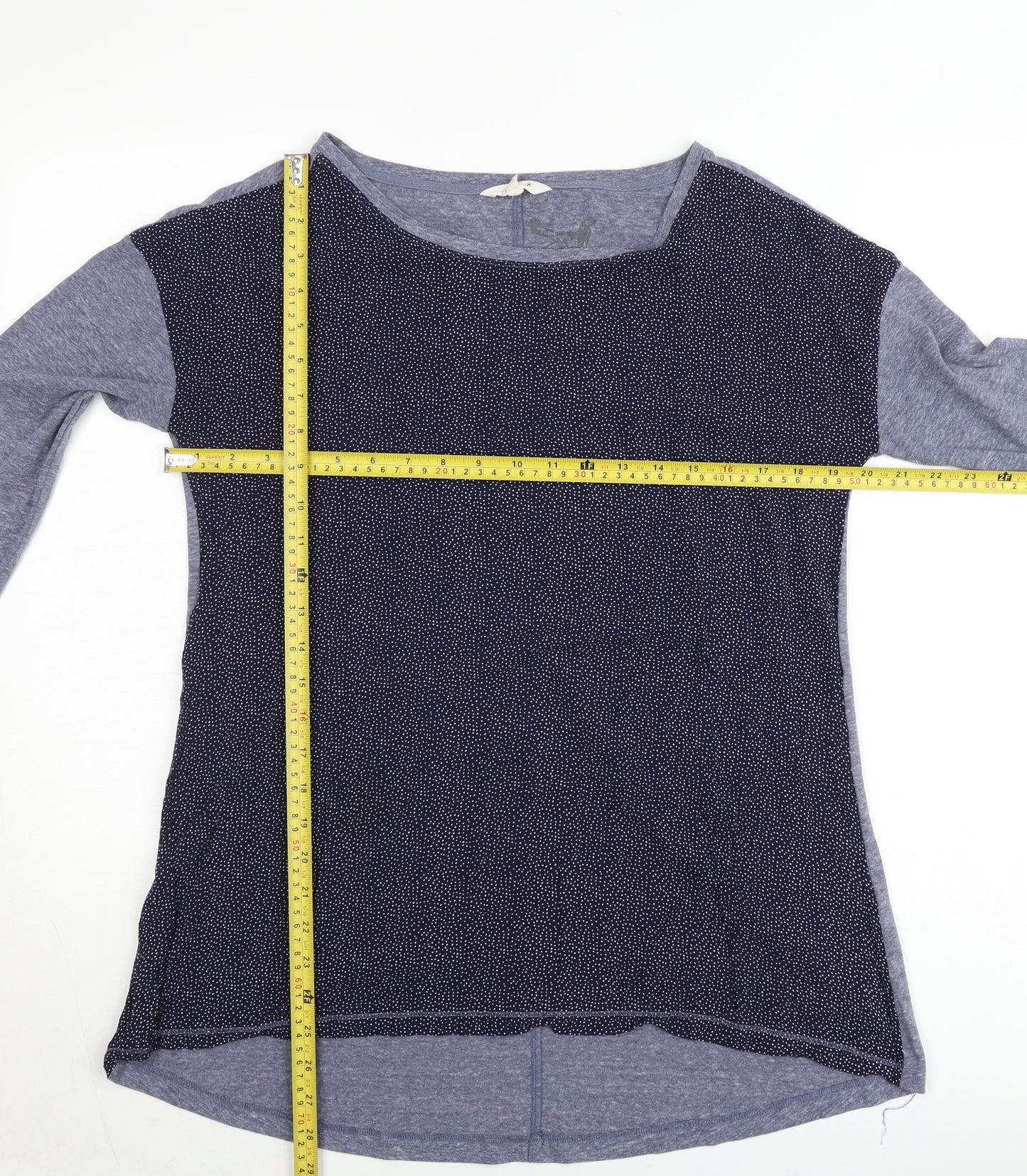 White Stuff Womens Blue Polka Dot Tunic Jumper Size Regular 3/4 Sleeve