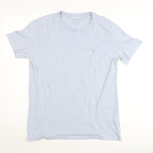 AllSaints Women Blue Small Cotton Basic Short Sleeve T-Shirt