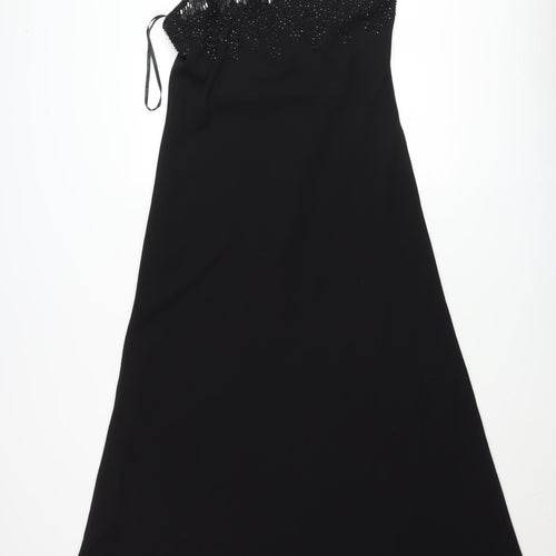 Chelsea Nites Women’s Black Beaded Slip Dress Size 14 Formal Long