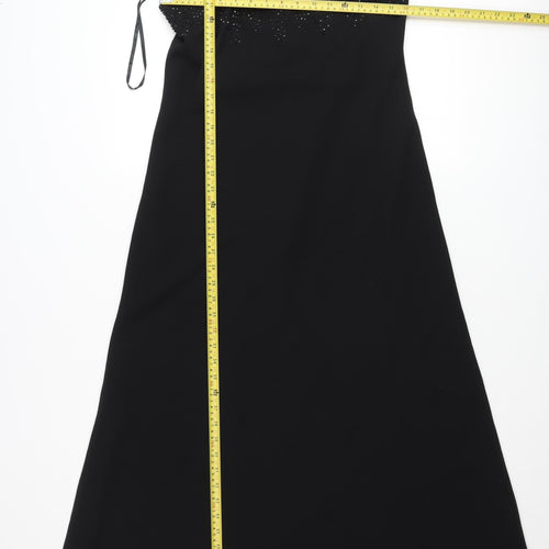 Chelsea Nites Women’s Black Beaded Slip Dress Size 14 Formal Long