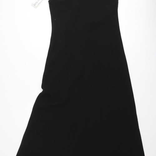Chelsea Nites Women’s Black Beaded Slip Dress Size 14 Formal Long
