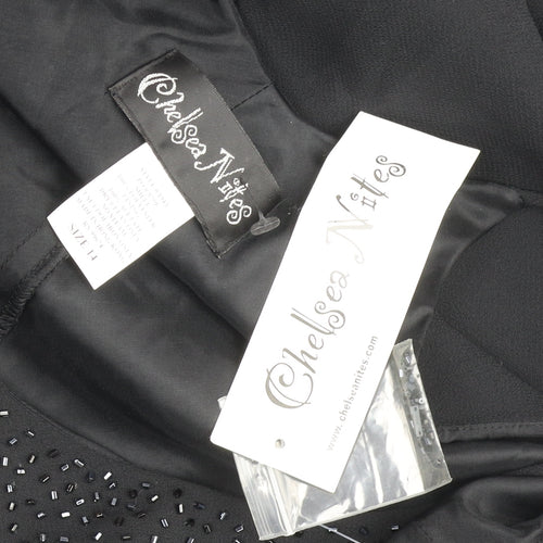 Chelsea Nites Women’s Black Beaded Slip Dress Size 14 Formal Long