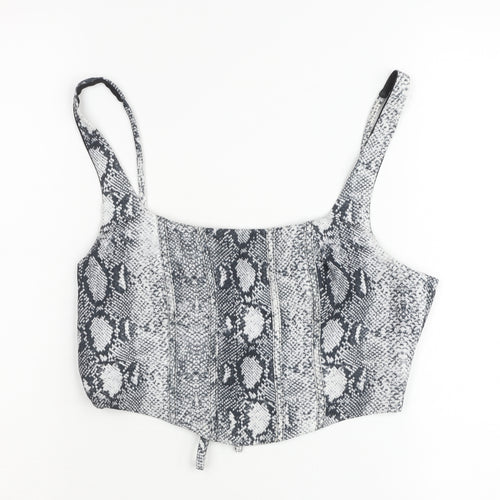 Pink Vanilla Women’s Grey Snake Print Cropped Tank Top UK S