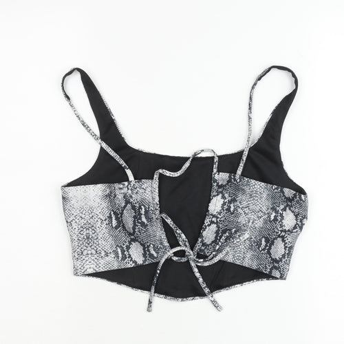 Pink Vanilla Women’s Grey Snake Print Cropped Tank Top UK S