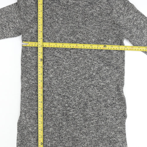 New Look Women’s Grey Cotton Tunic Jumper Size 6 Scoop Neck