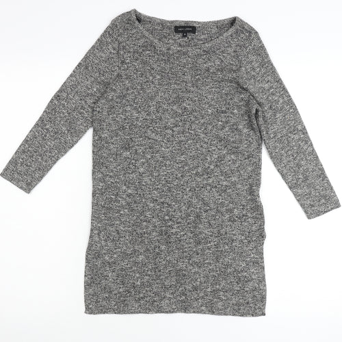 New Look Women’s Grey Cotton Tunic Jumper Size 6 Scoop Neck