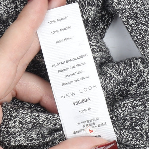 New Look Women’s Grey Cotton Tunic Jumper Size 6 Scoop Neck