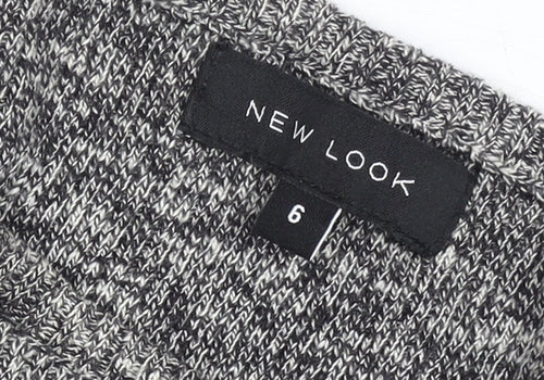 New Look Women’s Grey Cotton Tunic Jumper Size 6 Scoop Neck