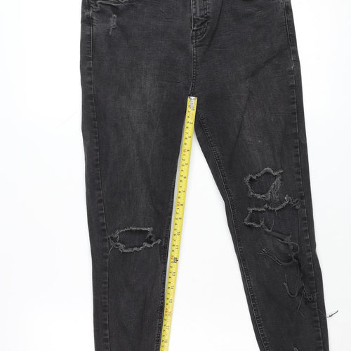 New Look Women Black Skinny Distressed Jeans UK 14 Jenna