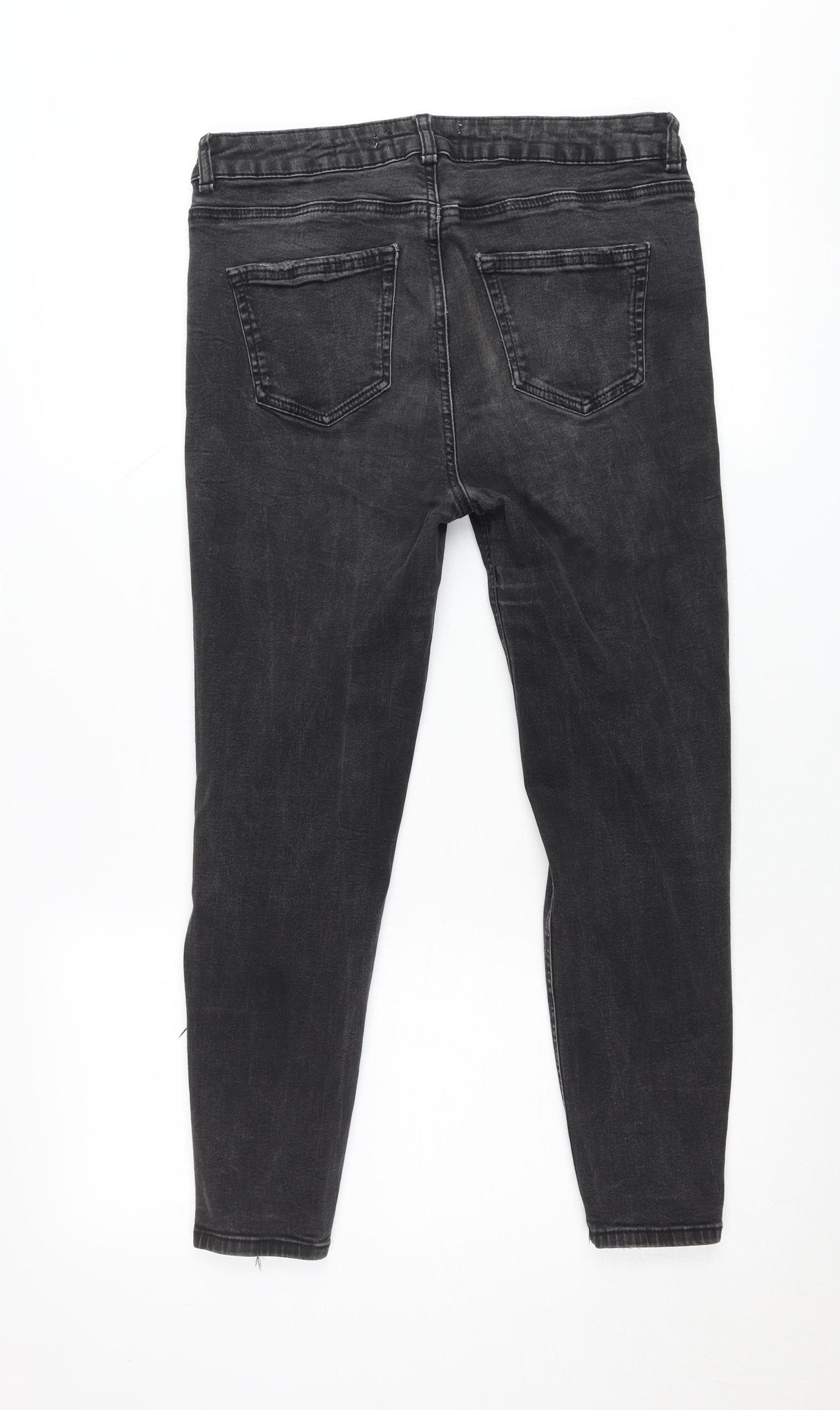 New Look Women Black Skinny Distressed Jeans UK 14 Jenna