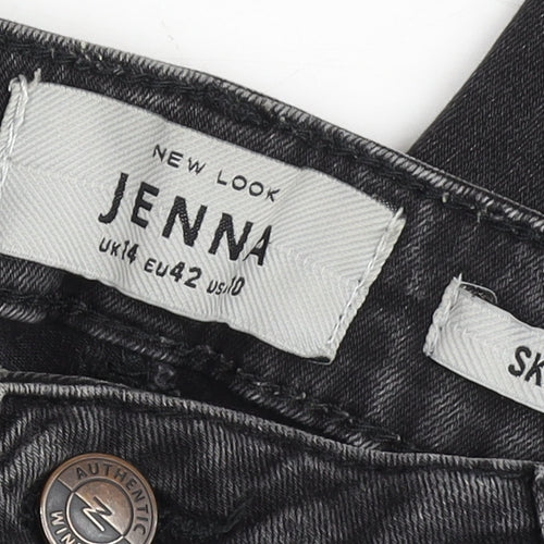 New Look Women Black Skinny Distressed Jeans UK 14 Jenna