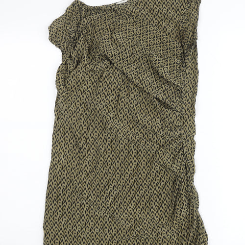 Country Road Women Green Silk Shift Dress Size S Sleeveless Geometric