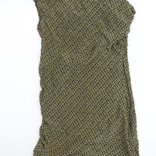 Country Road Women Green Silk Shift Dress Size S Sleeveless Geometric