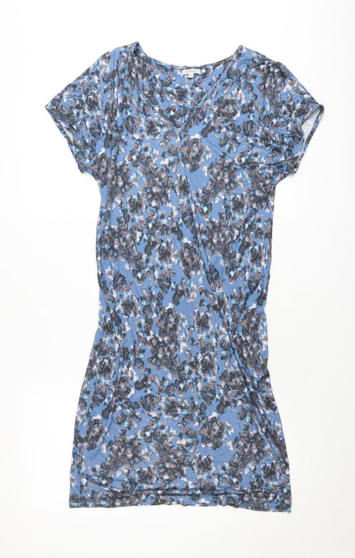Jigsaw Women’s Blue Floral Shift Dress Size S Short Sleeve