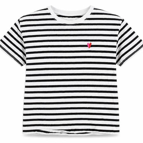 Reserved Womens Black White Striped Cotton T-Shirt M Short Sleeve