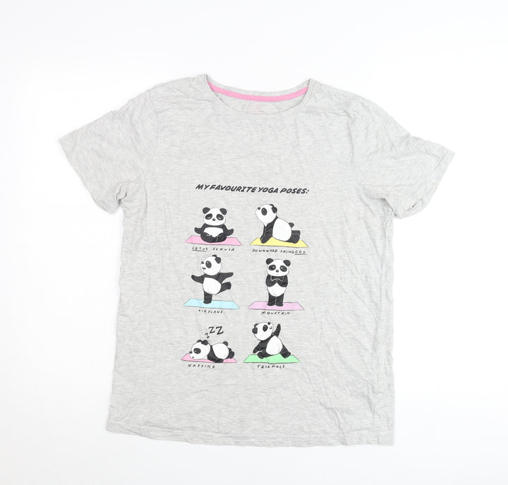 Primark Women’s Grey Panda Yoga Graphic T-Shirt Size 12