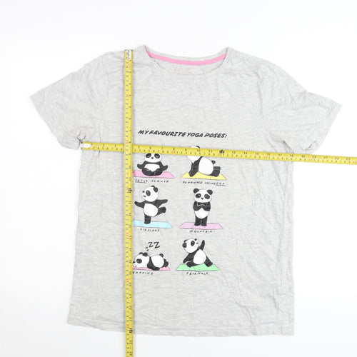Primark Women’s Grey Panda Yoga Graphic T-Shirt Size 12