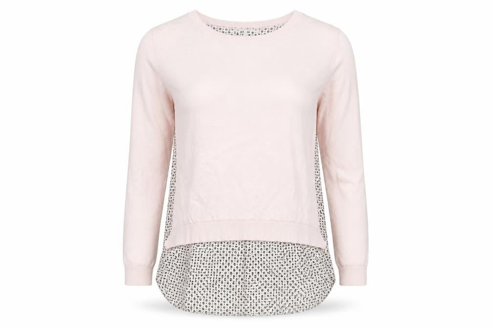 Front view of Next Women’s Pink Geometric Back Jumper, size UK 10, Pullover Top