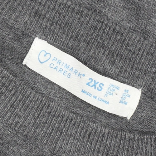 Primark Women’s Grey Studded Crew Neck Pullover Jumper 2XS