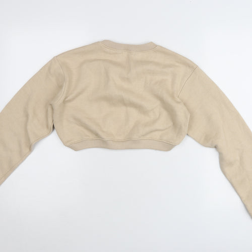 PrettyLittleThing Women Beige Small Pullover Crop Jumper Crew Neck