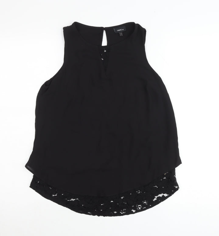 Next Women’s Black Sleeveless Lace Hem Blouse Size 6 Polyester
