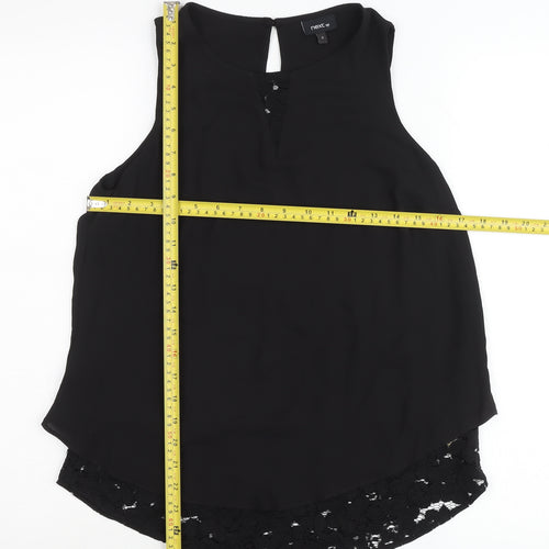 Next Women’s Black Sleeveless Lace Hem Blouse Size 6 Polyester