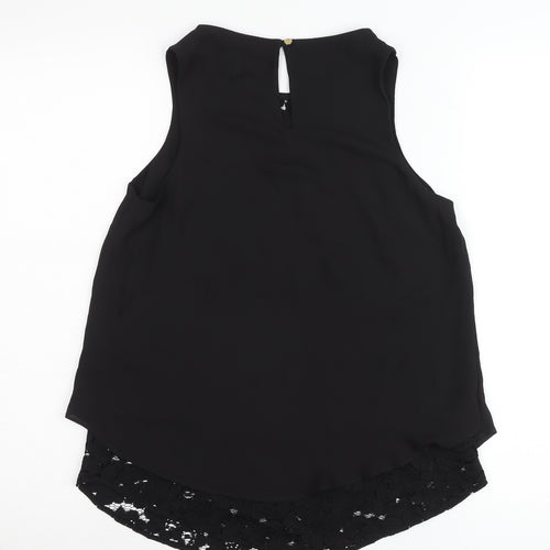 Next Women’s Black Sleeveless Lace Hem Blouse Size 6 Polyester