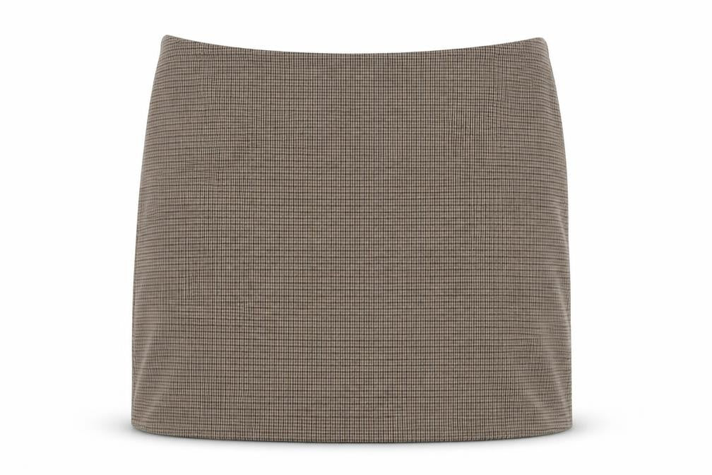 H&M Women Brown Check Pencil Skirt Size 14 Workwear Tweed Knee Length