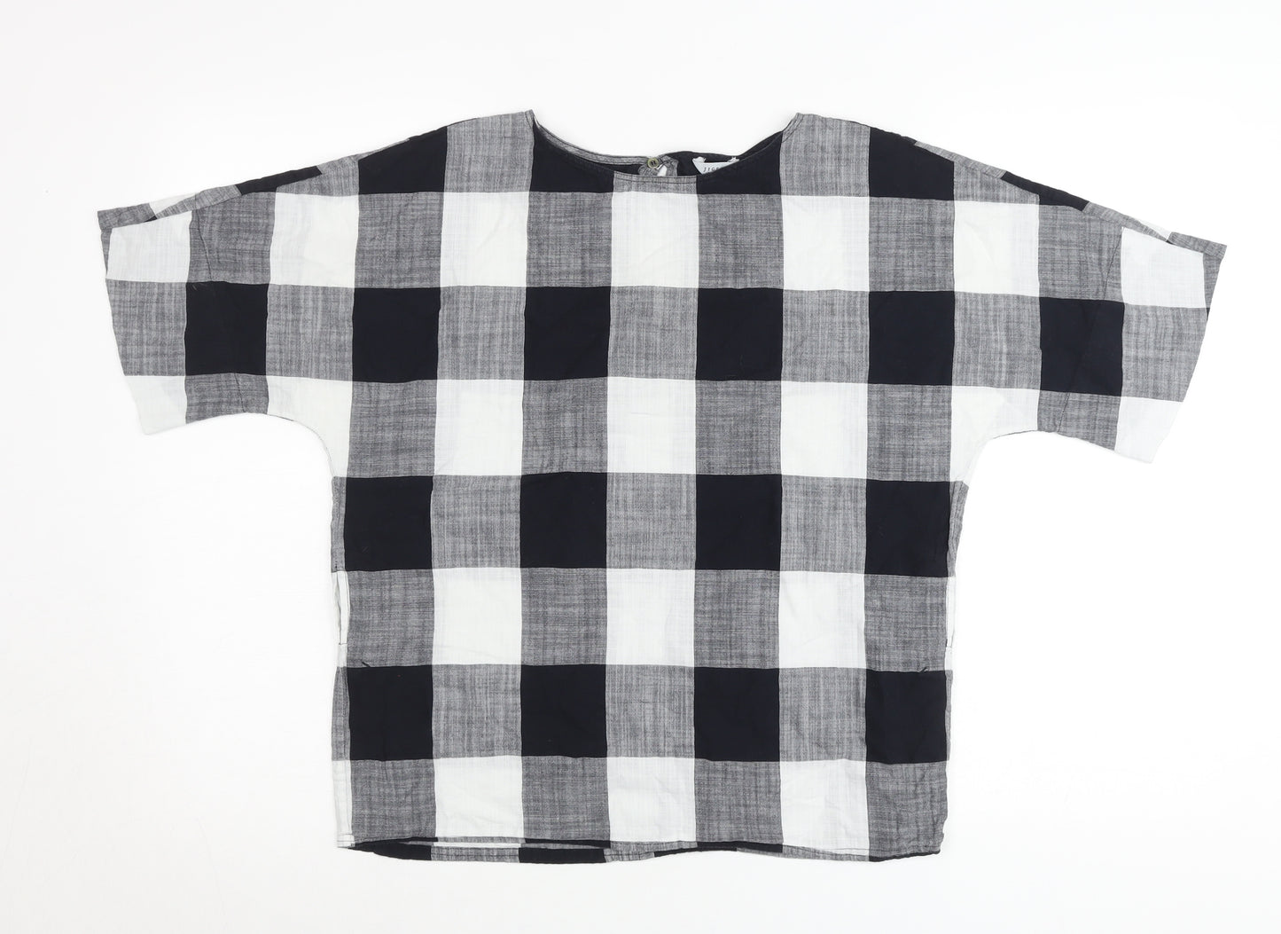 Jigsaw Women’s Black Check Cotton Tunic Blouse XS Short Sleeve
