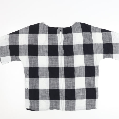 Jigsaw Women’s Black Check Cotton Tunic Blouse XS Short Sleeve