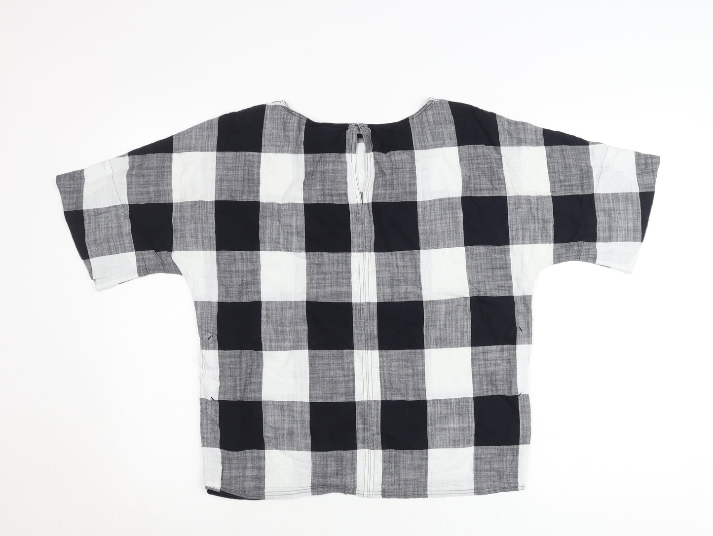 Jigsaw Women’s Black Check Cotton Tunic Blouse XS Short Sleeve