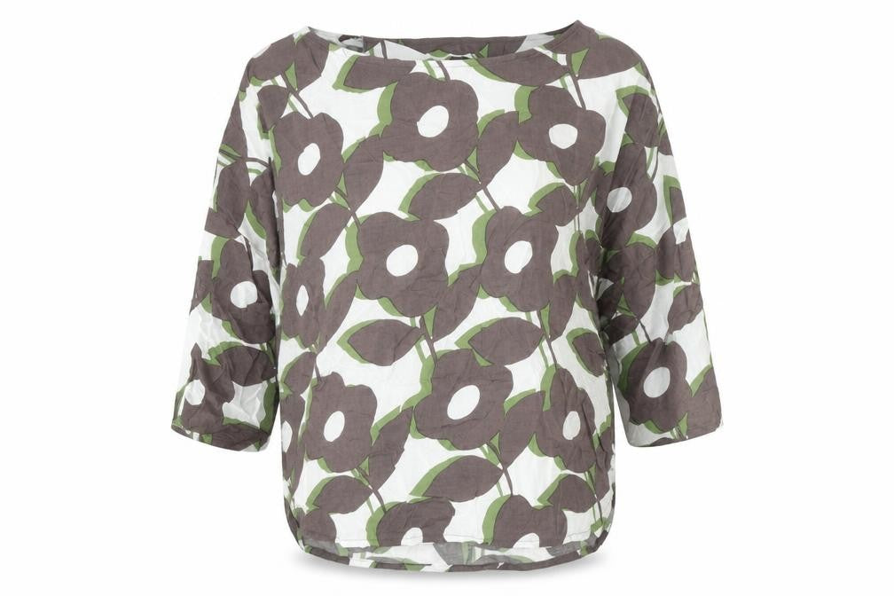 Front view of White Vanilla women’s multicoloured floral blouse, size S, 3/4 sleeve tunic