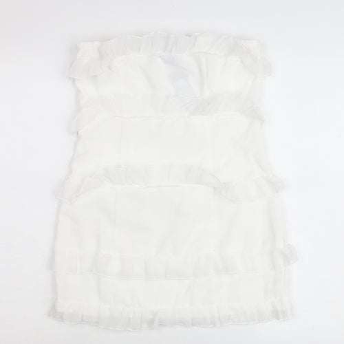 PrettyLittleThing Petite Women’s White Mini Ruffle Skirt Size 10