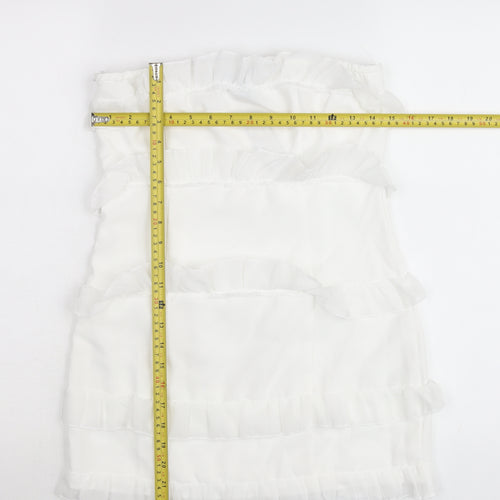 PrettyLittleThing Petite Women’s White Mini Ruffle Skirt Size 10
