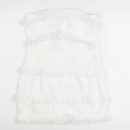 PrettyLittleThing Petite Women’s White Mini Ruffle Skirt Size 10