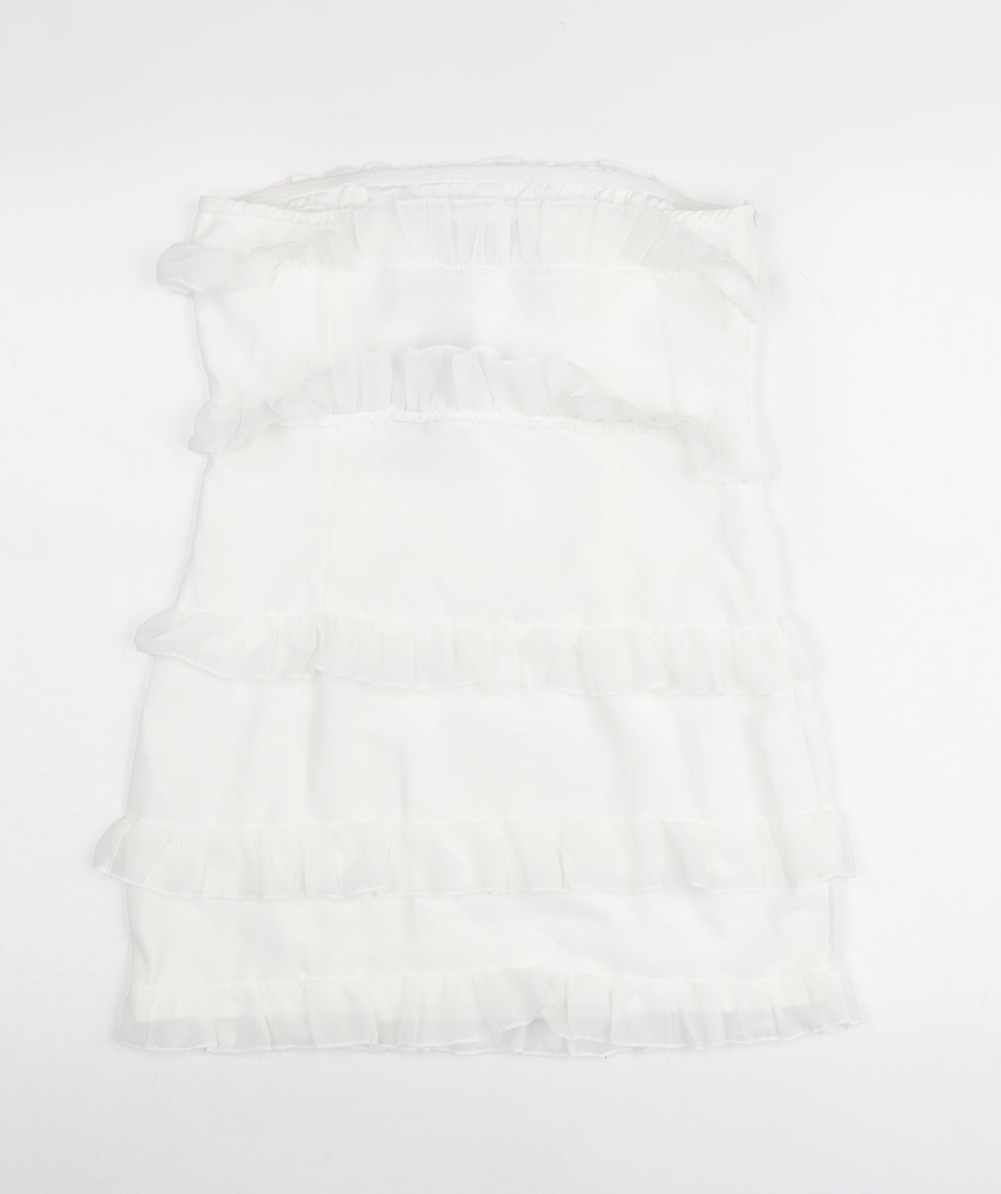 PrettyLittleThing Petite Women’s White Mini Ruffle Skirt Size 10