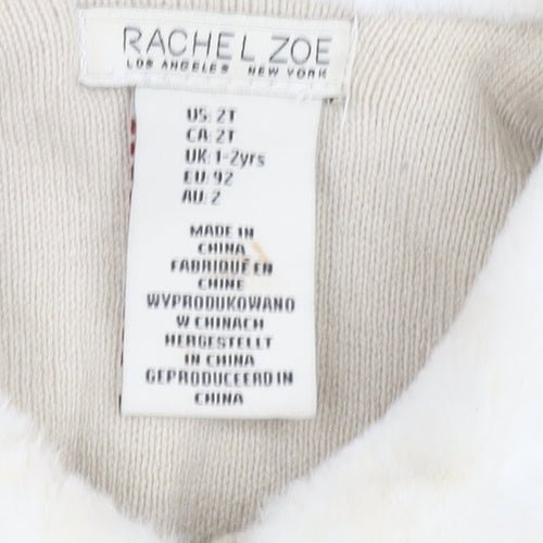 Rachel Zoe Girls Beige Faux Fur Trim Knitted Coat 2 Years Party Winter
