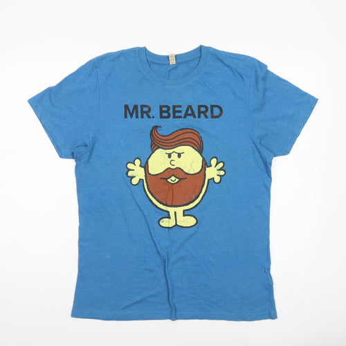 Salvage Men’s Blue Mr. Beard Graphic T-Shirt M Cotton Blend