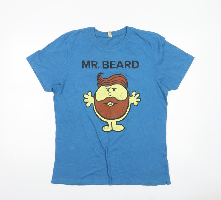 Salvage Men’s Blue Mr. Beard Graphic T-Shirt M Cotton Blend