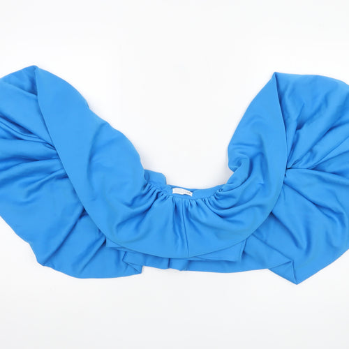 ASOS Womens Blue Size 8 Cropped Off Shoulder Puff Sleeve Blouse