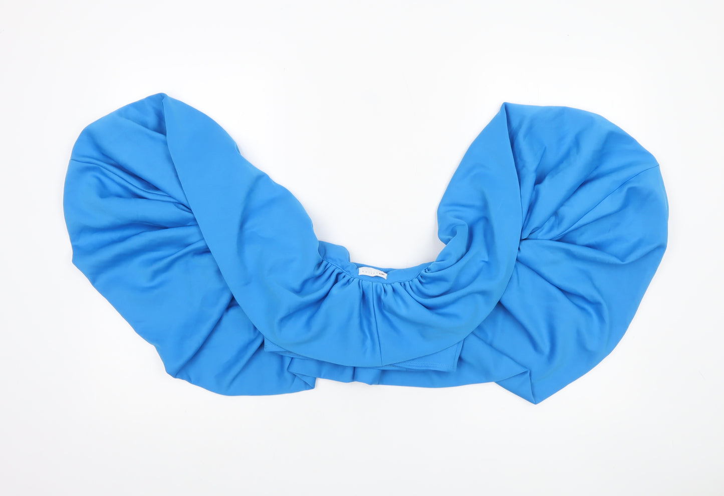 ASOS Womens Blue Size 8 Cropped Off Shoulder Puff Sleeve Blouse