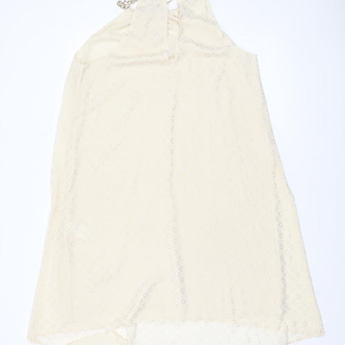 Michael Kors Women’s Ivory Chain Halter Shift Dress S
