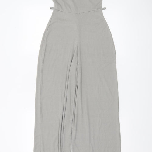 Missguided Women’s Grey Jumpsuit UK 4 Wide Leg Stretch Jersey
