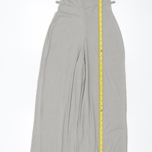 Missguided Women’s Grey Jumpsuit UK 4 Wide Leg Stretch Jersey